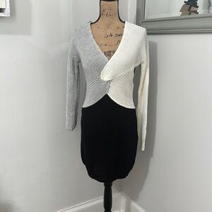 Colorblock Knit Sweater Dress